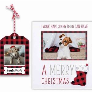 2 pc gift set Christmas Dog Frame & Ornament Malden Holiday Set NEW MSRP $44 s@